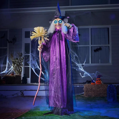 72-Inch Animated Standing Witch Halloween Decoration