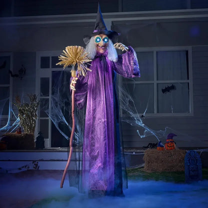 72-Inch Animated Standing Witch Halloween Decoration