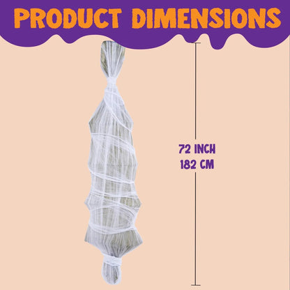 72-Inch Halloween Hanging Animated Cocoon Corpse with Animatronic Sound & Light-Up Eyes