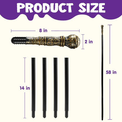 Elegant Vintage Gold Halloween Walking Cane Prop