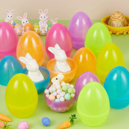 12 Large Clear Easter Eggs, 6-Inch Jumbo Plastic Fillable Eggs