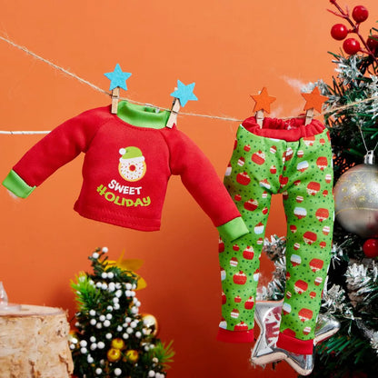 2 Pack Santa Ugly Sweaters for Dolls - Cupcakes and Donuts Themed Naughty Pajamas