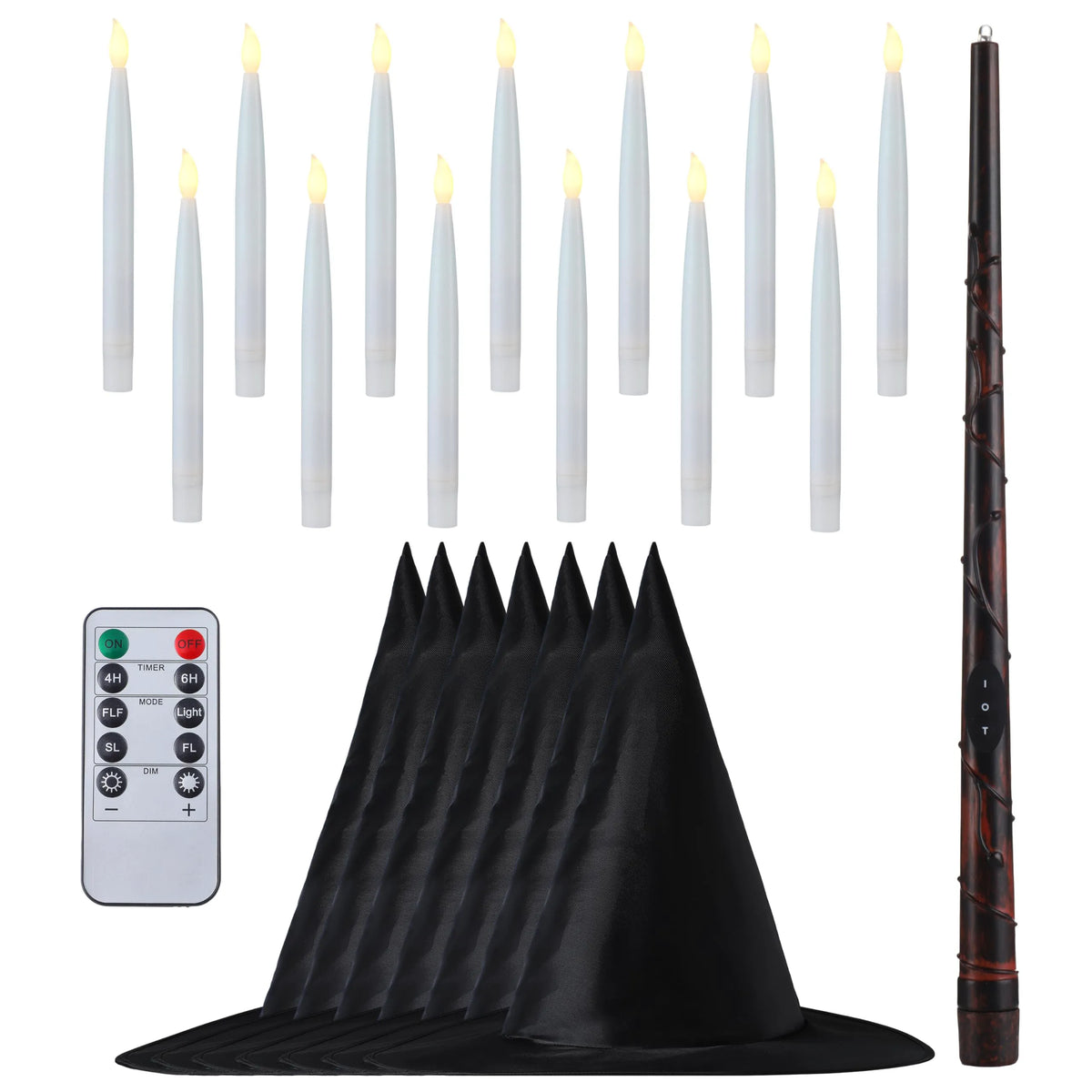 20-Pack Halloween Floating Candles with Witch Hat