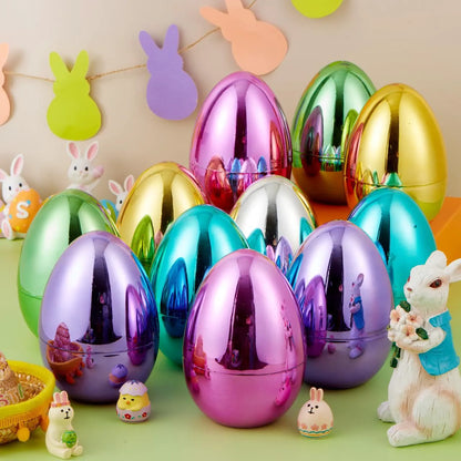 12 Large Metallic Easter Eggs, 6-Inch Colorful Jumbo Fillable Eggs