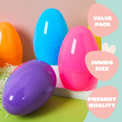 12-Pack 8-Inch Jumbo Plastic Easter Egg Shells, Fillable for Easter Egg Hunt