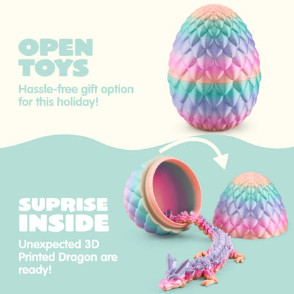 3D Printed Dragon Eggs with 12" Laser Rainbow Dragon Inside