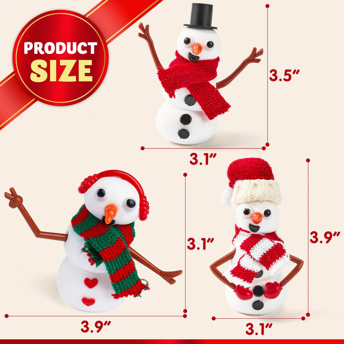 DIY Snowman Craft Kit, 24 Pack Christmas Build Your Own Snowman