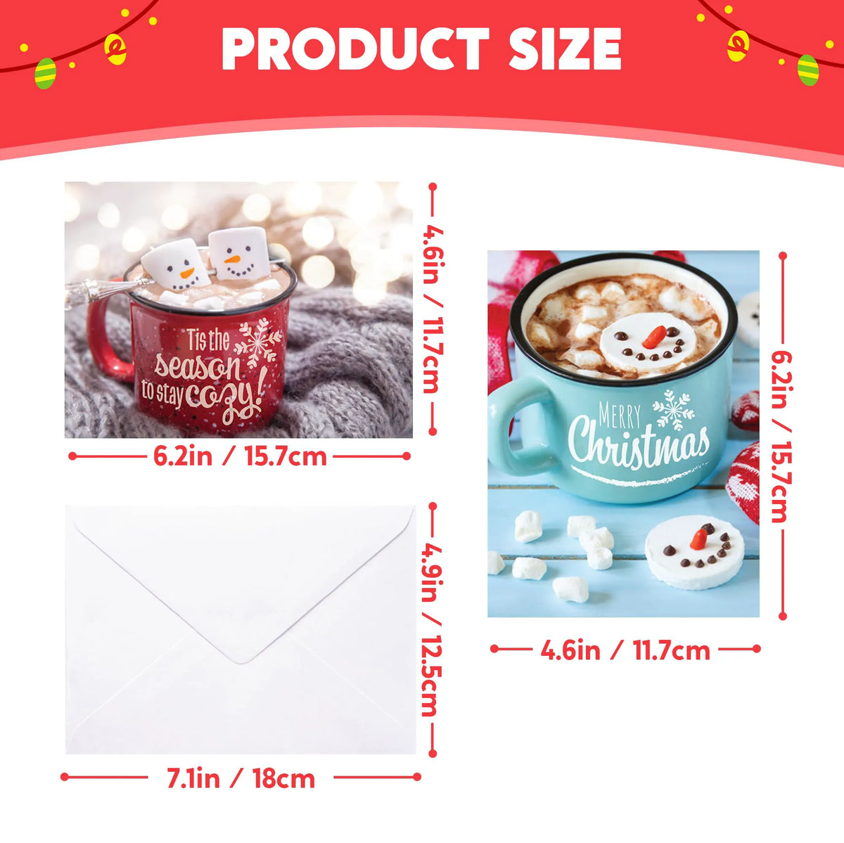 12 Christmas Greeting Cards with Envelopes