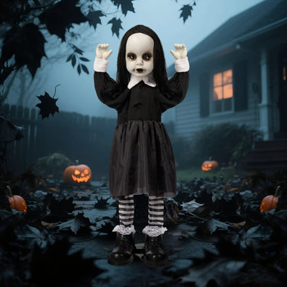 34" Black Zombie Girl Ghost Animatronic Halloween Decoration