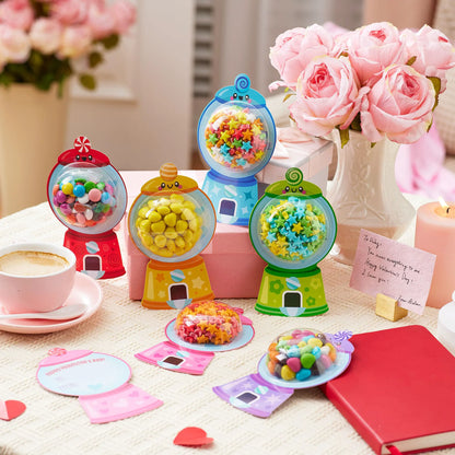 60 Valentine's Day Candy Dispenser Cards with Craft Treat Holders