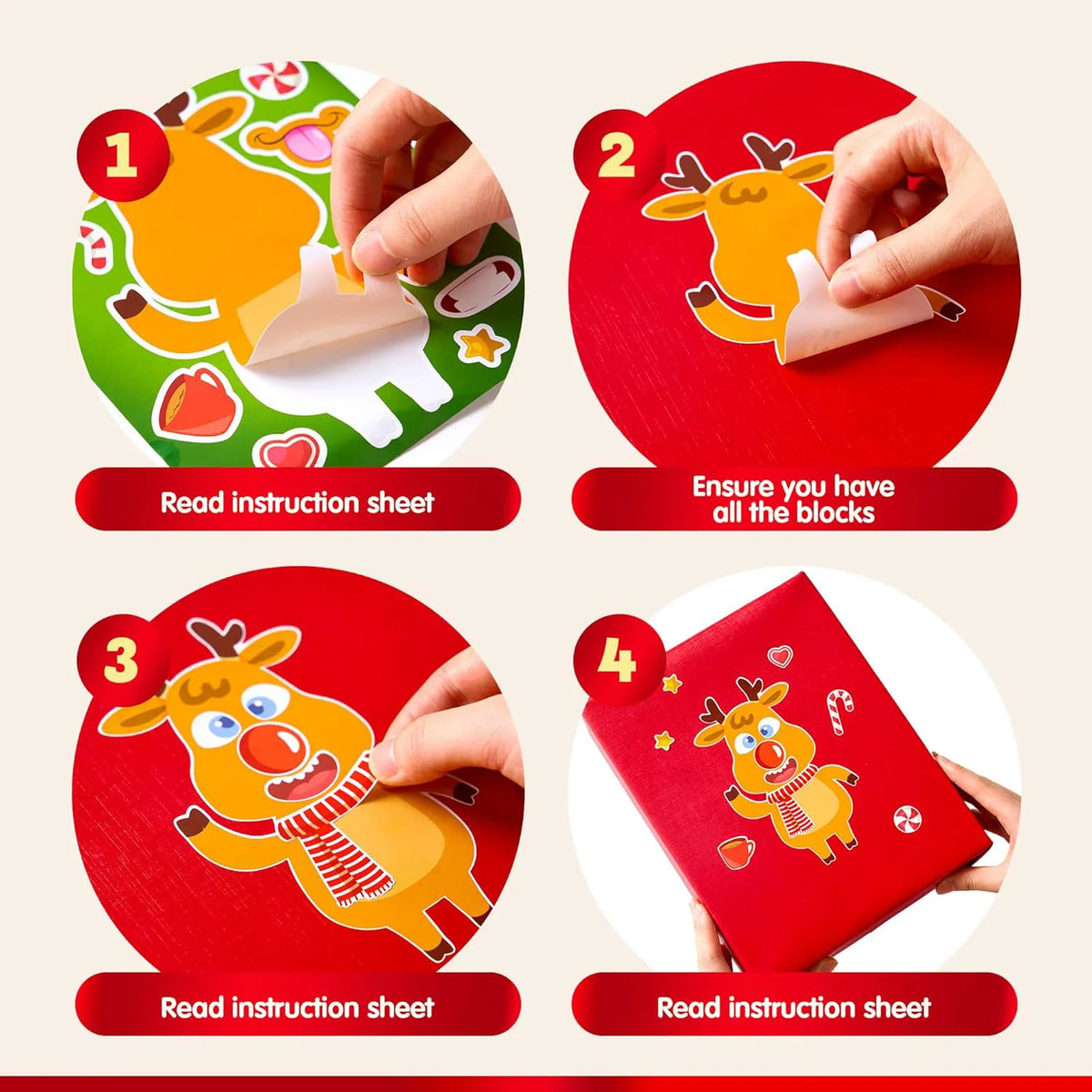 64 Pcs Christmas Make-a-Face Stickers - Fun Holiday Crafts for Kids