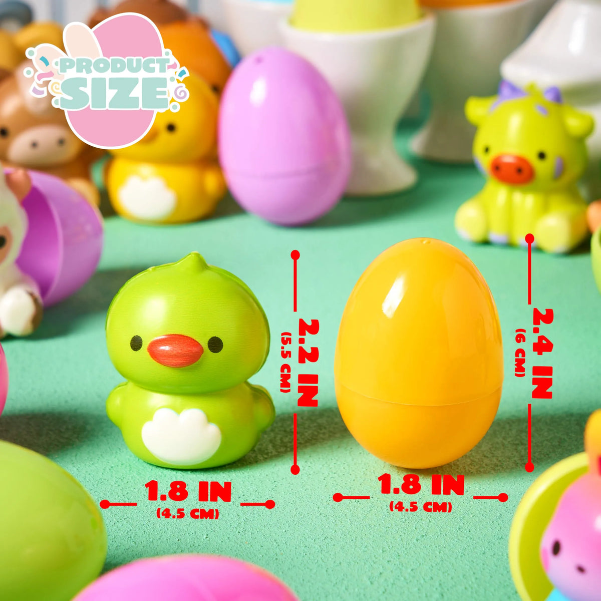 24 Pack Easter Prefilled Eggs with Animal Squishy Toys