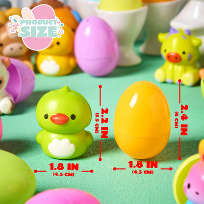 24 Pack Easter Prefilled Eggs with Animal Squishy Toys