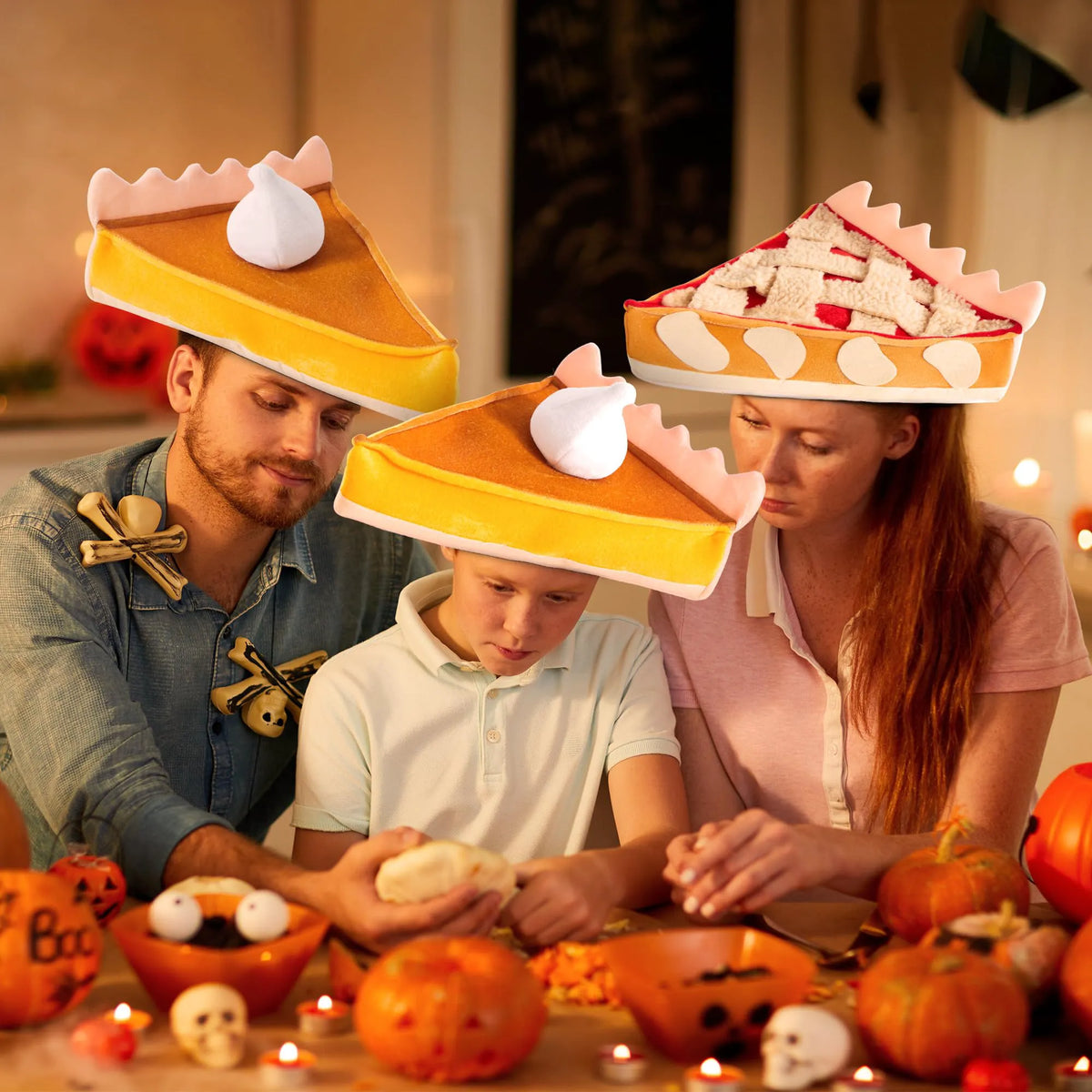 2 PCS Thanksgiving Plush Pumpkin & Apple Pie Hats