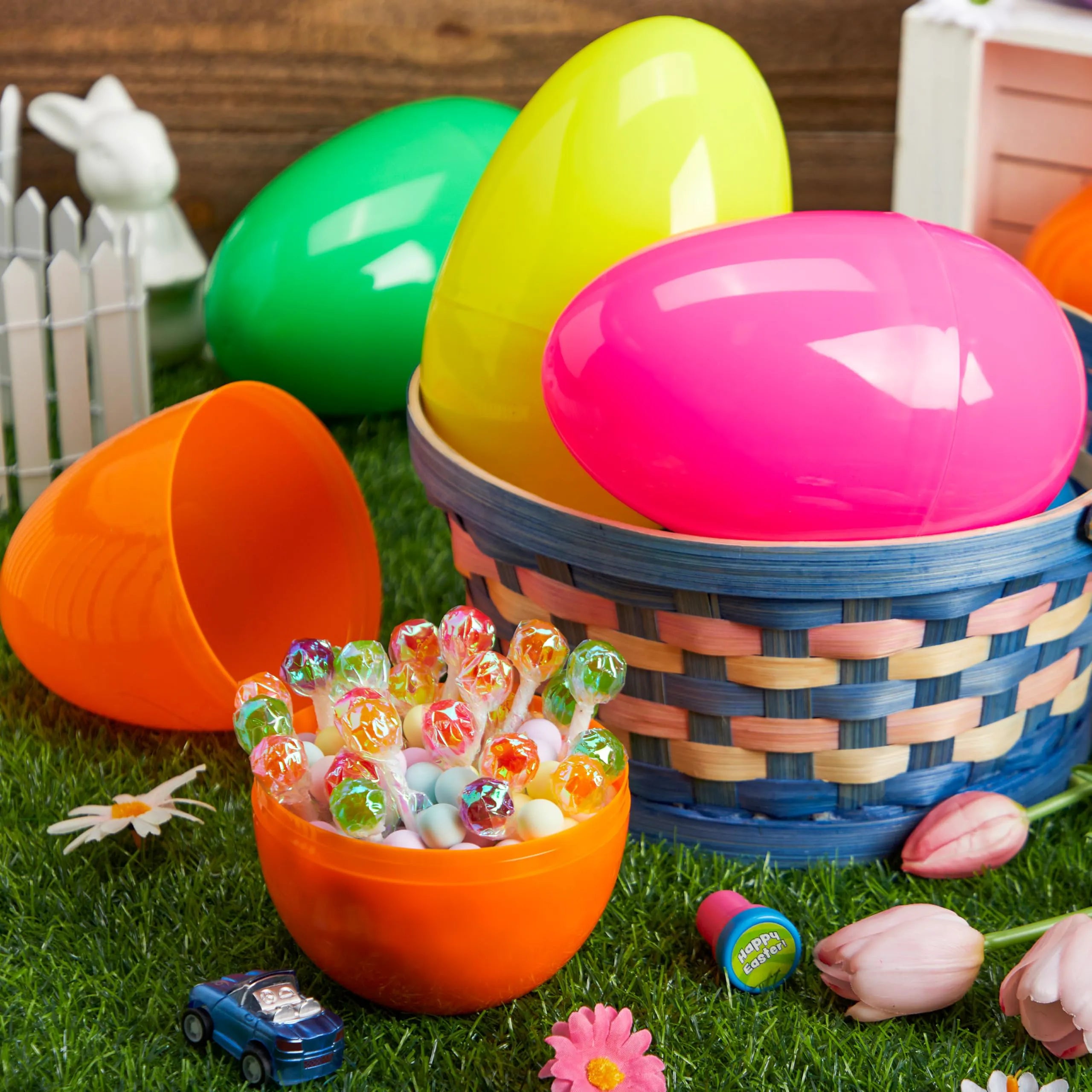 24 Large Plastic Easter Eggs (6 Inches) - Colorful Jumbo Fillable Eggs