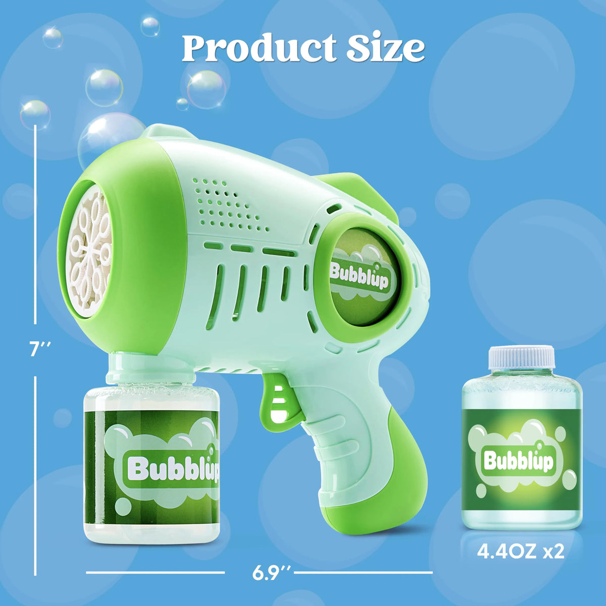 2-Pack Light-Up Automatic Bubble Guns with 4 Bottles of Bubble Solution
