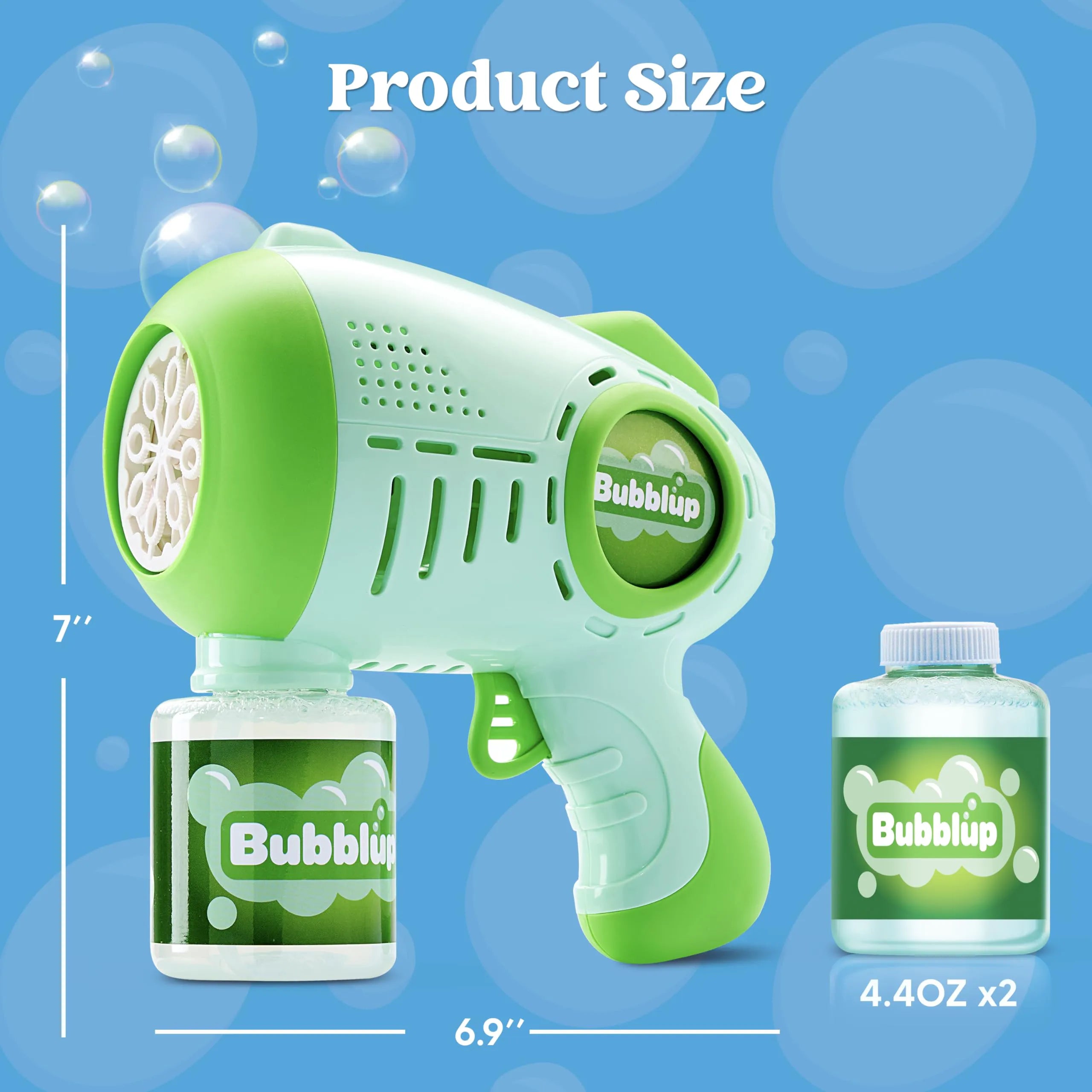 2-Pack Light-Up Automatic Bubble Guns with 4 Bottles of Bubble Solution