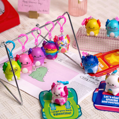 28 Pcs Valentine's Day Axolotl Toys with Backpack Cards