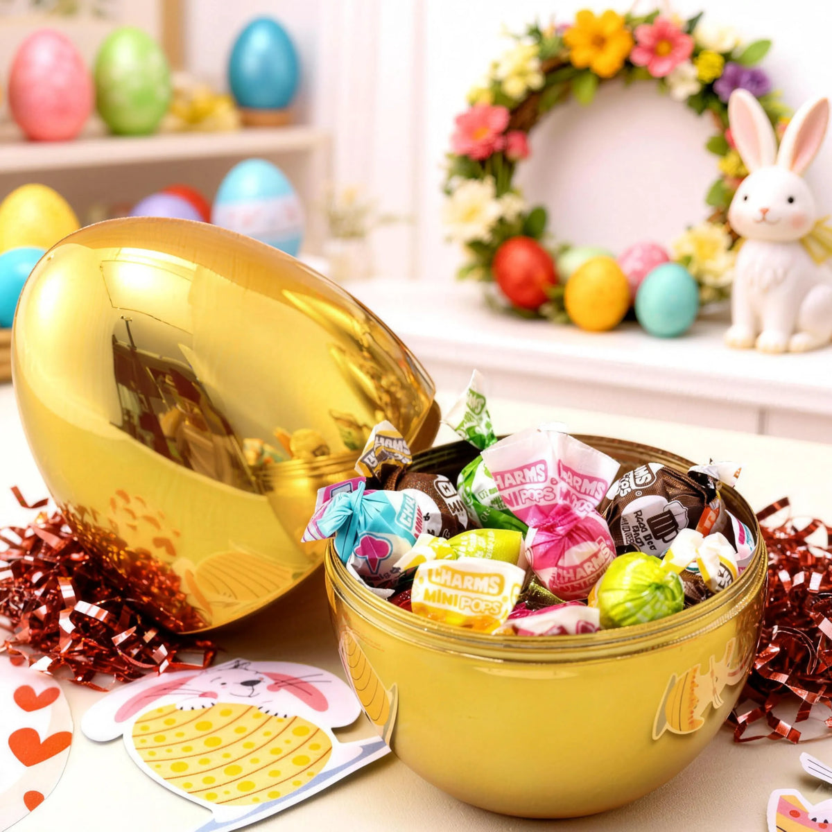 24 Large Plastic Golden Easter Eggs, 6-Inch Jumbo Fillable Eggs
