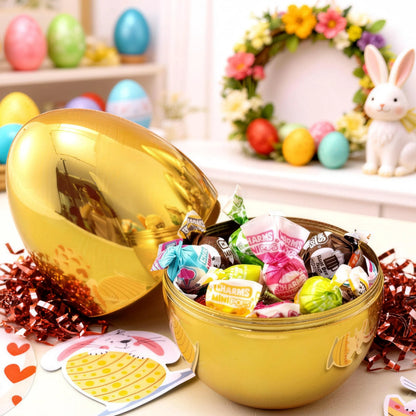 24 Large Plastic Golden Easter Eggs, 6-Inch Jumbo Fillable Eggs
