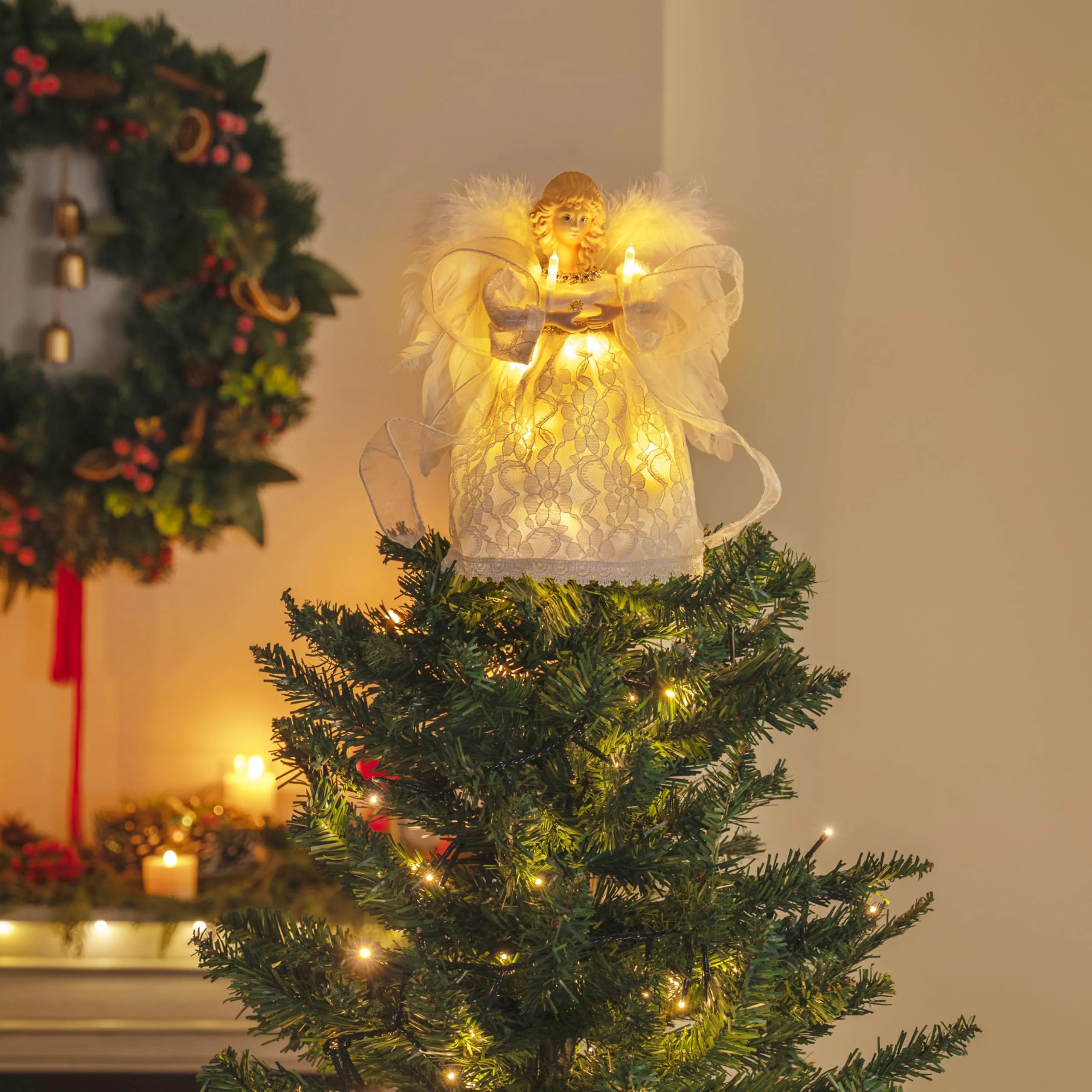 9-Inch Angel Christmas Tree Topper with Lights