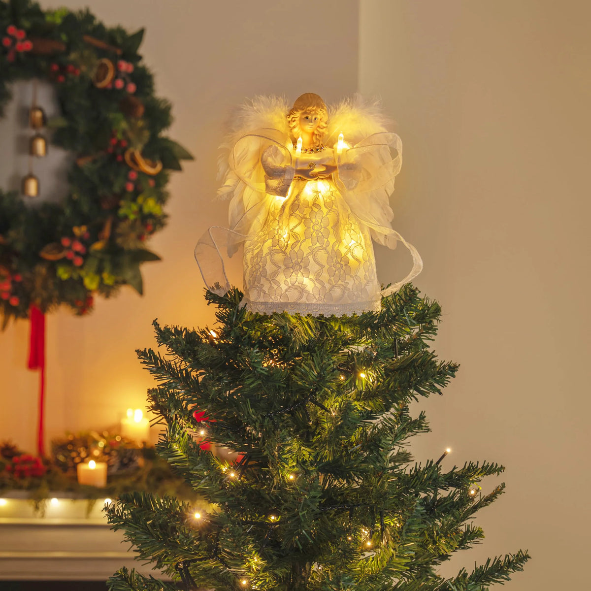 9-Inch Angel Christmas Tree Topper with Lights