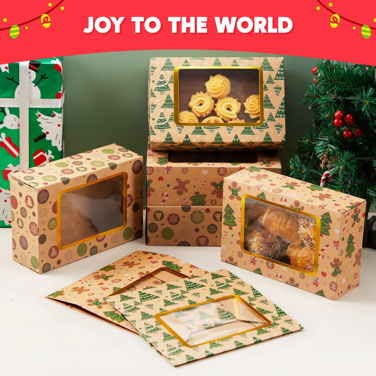 12 Foiled Christmas Cookie Boxes for Gift Giving