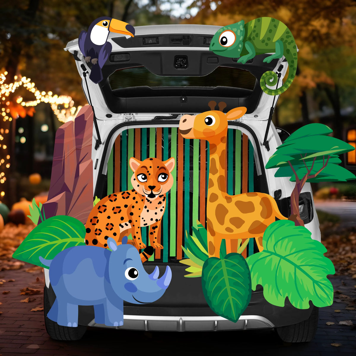 Jungle-Themed Halloween Trunk-or-Treat Decoration Kit