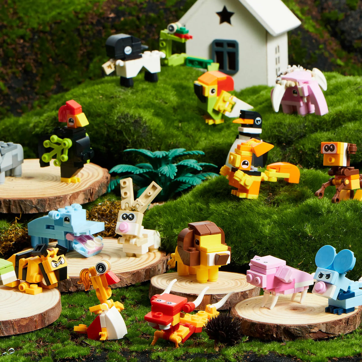 Animal Building Blocks Valentine's Heart Boxes Filled with Cards for Kids