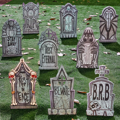 16" 9 Pcs Halloween Tombstones Decorations