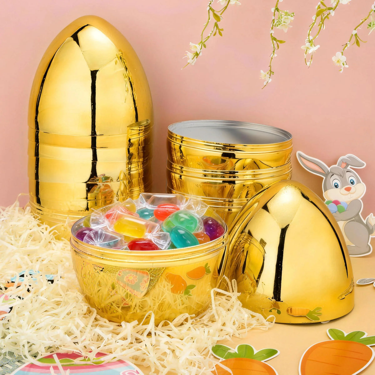 6 Gold Jumbo Easter Eggs (10 inches)