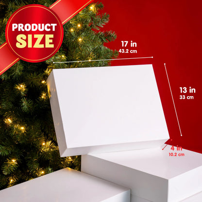 12 Pack Large Christmas Gift Boxes with Lids, 17 x 13 x 4 Inches for Presents