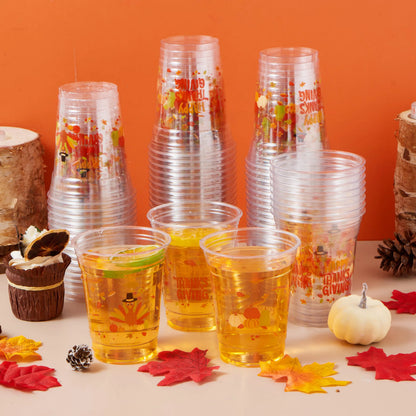 50 Disposable Thanksgiving Plastic Cups