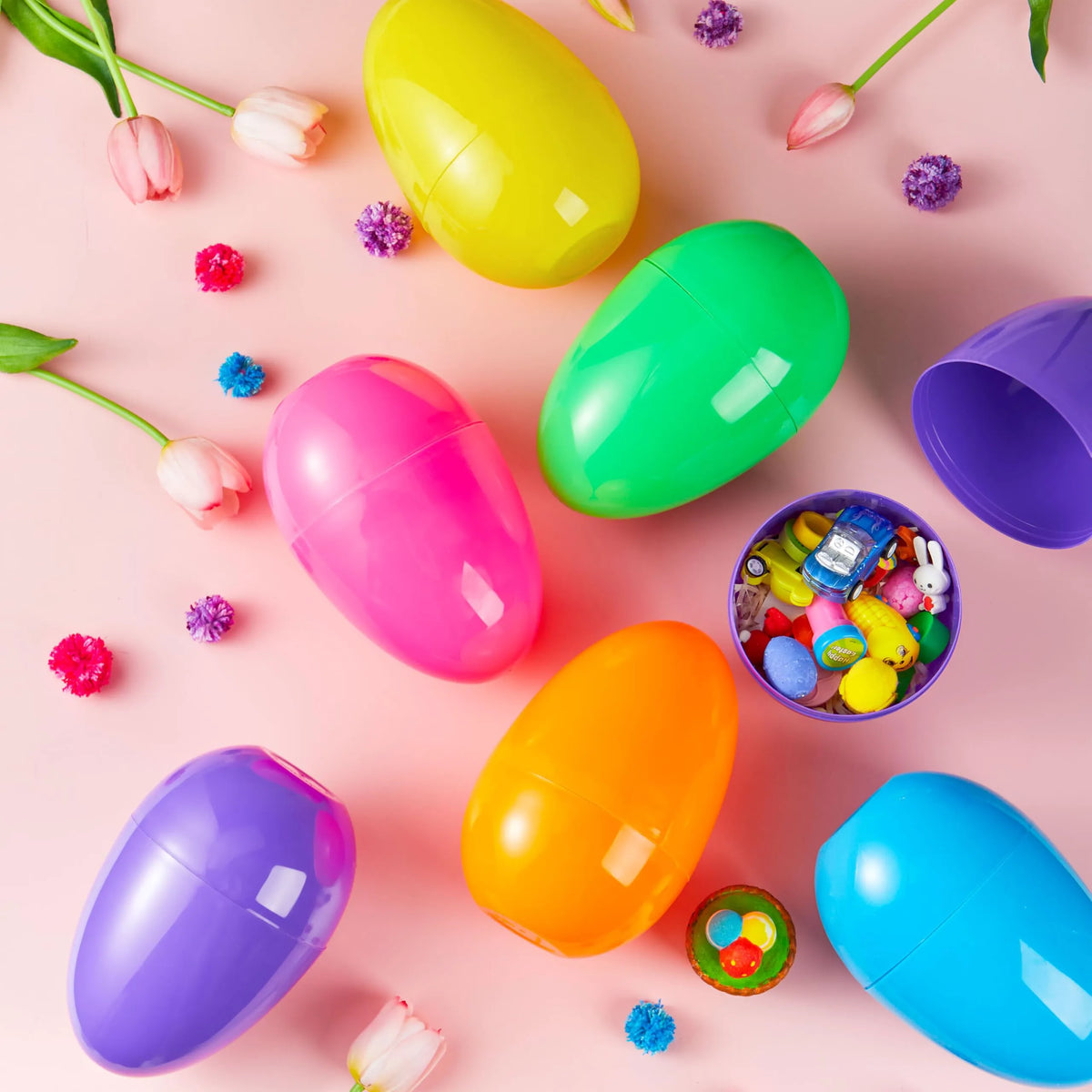 12 Large Plastic Easter Eggs, 6-Inch Colorful Jumbo Fillable Eggs