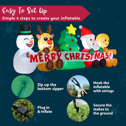 8FT Christmas Inflatable with 4 Characters and Tree