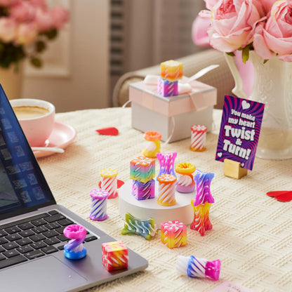 28-Piece Valentine's Day Gift Set: Impossible Spiral Cone Fidget Toys with Valentine Cards