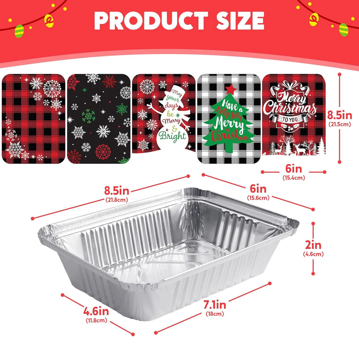 24-Pack Christmas Foil Containers with Lids