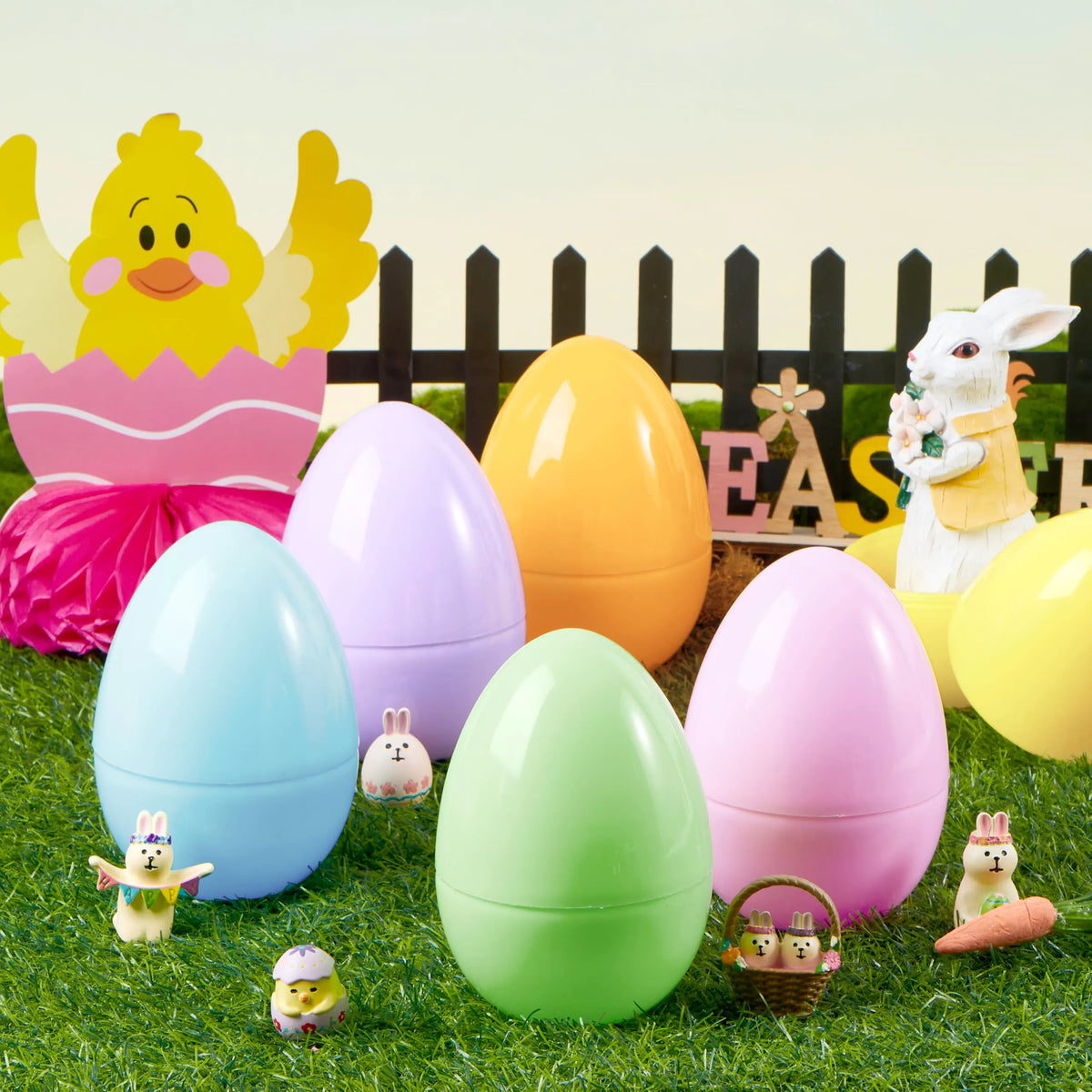 24 Large Pastel Easter Eggs, 6-Inch Plastic Jumbo Fillable Eggs
