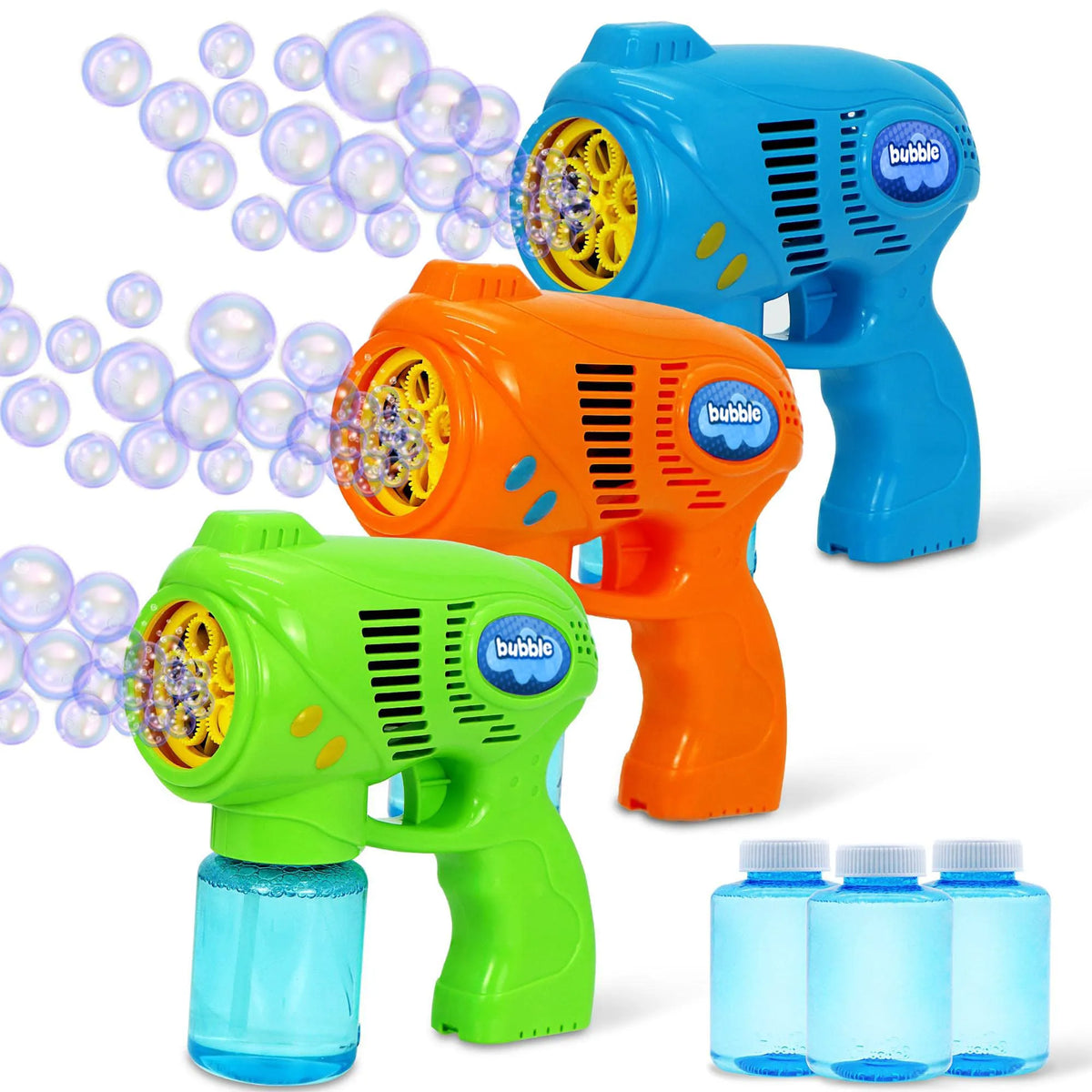 3 Bubble Gun Blasters (Blue, Green, Orange)