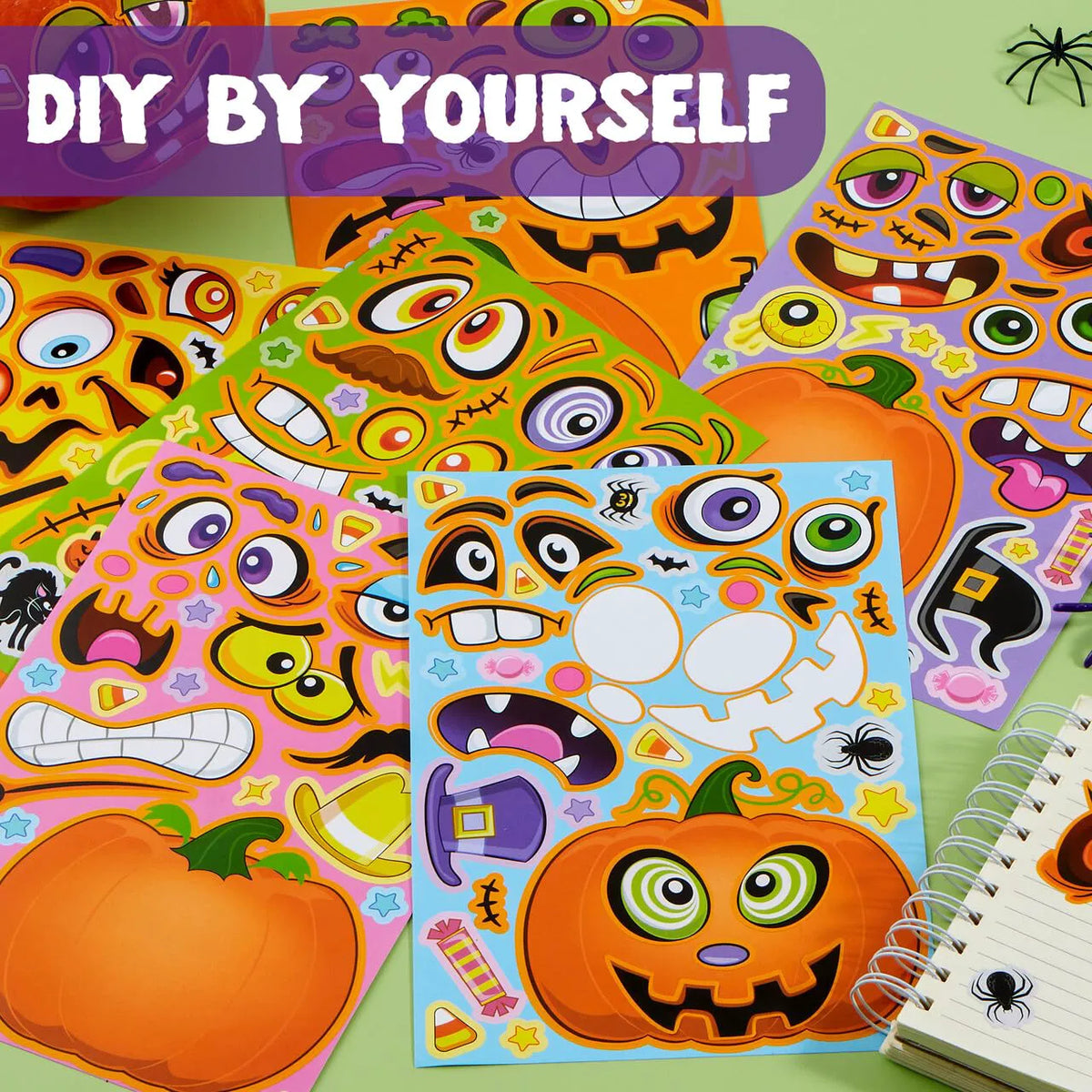 72 Halloween Pumpkin Stickers for Kids Party Favors