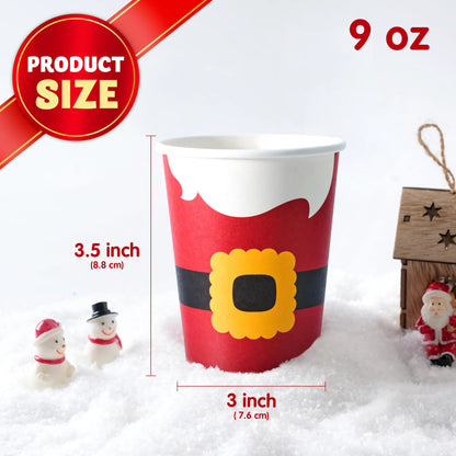 100 Pack 9oz Christmas Disposable Paper Cups