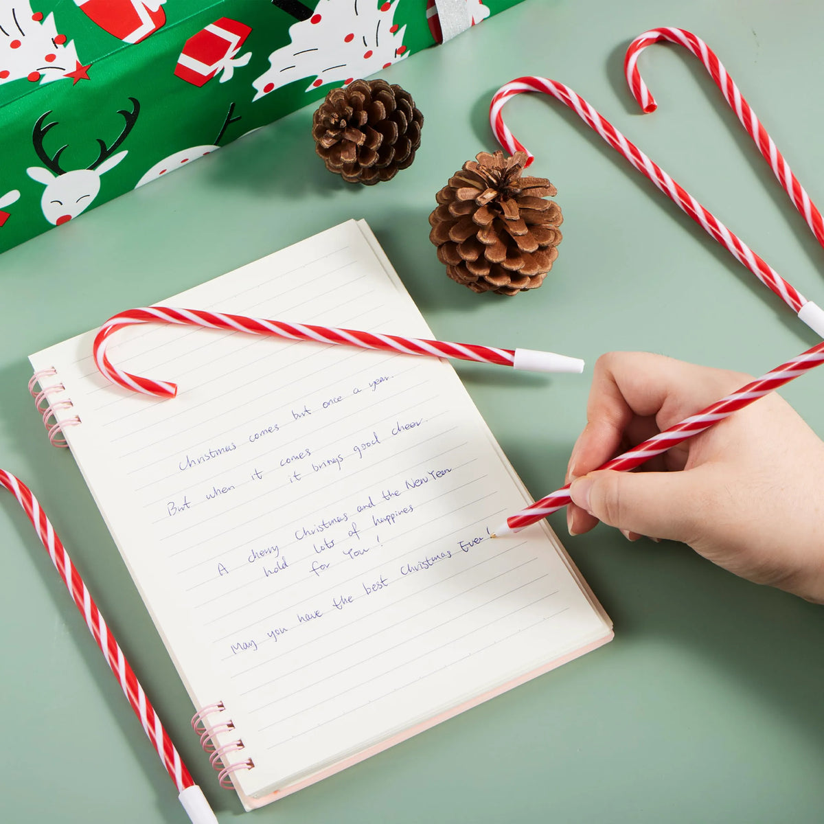 24 Christmas Candy Cane Ballpoint Pens for Kids Gifts