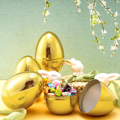 12 Large Gold Easter Eggs, 6-Inch Metallic Jumbo Fillable Eggs