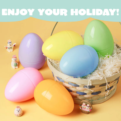 6 Large Pastel Easter Eggs - 6 Inch Jumbo Plastic Fillable Eggs for Easter Hunt