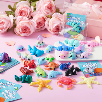28 Valentine's Day Cards with 3D Ocean Animal Designs for Kids