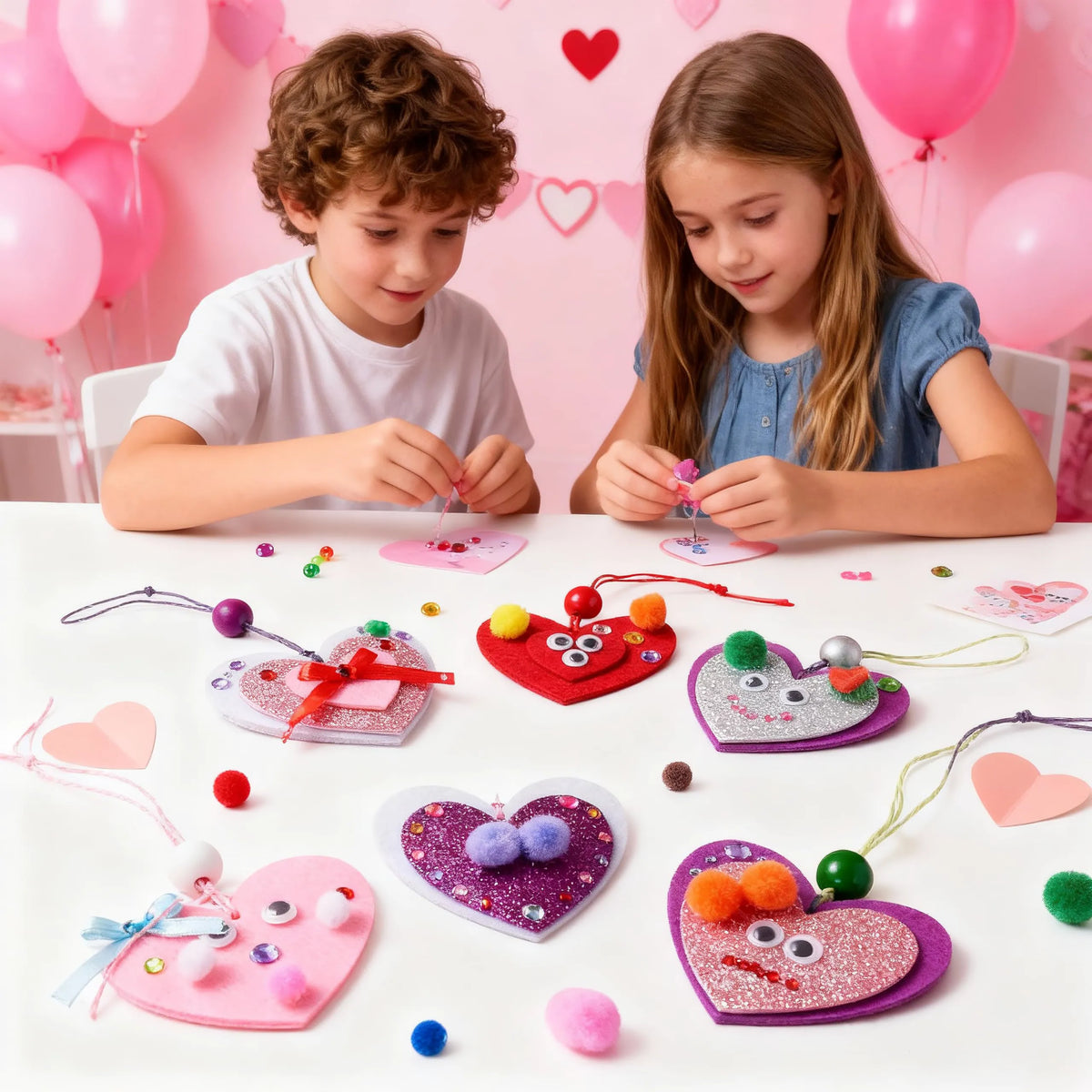 Valentine's Day 264-Piece DIY Heart Felt Craft Set