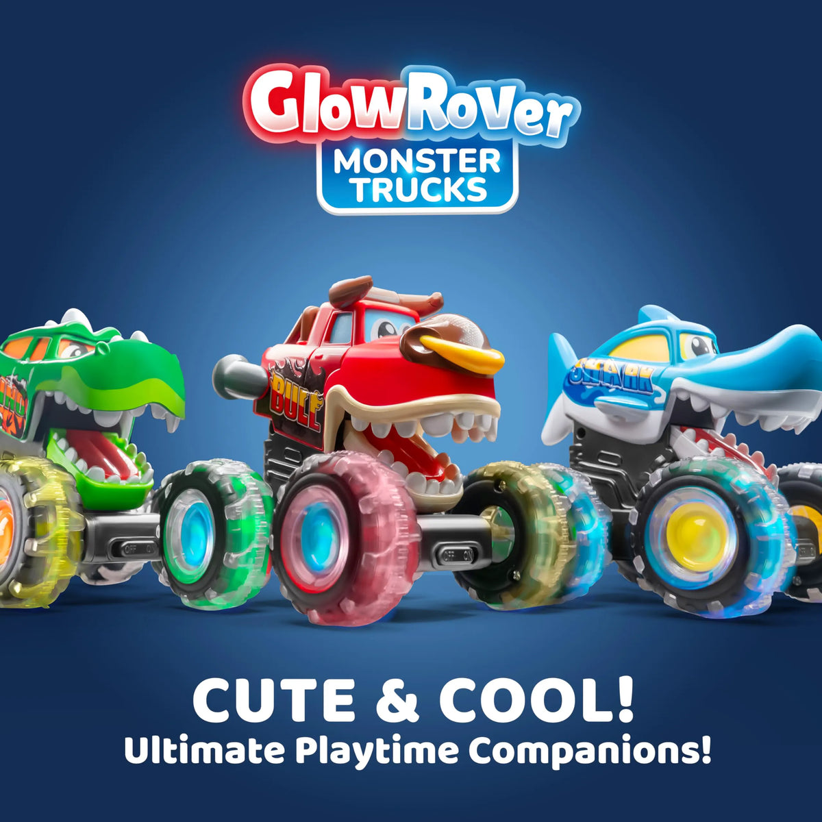 3-Pack Monster Truck Toys - Motion-Activated Light-Up Cars for Toddlers