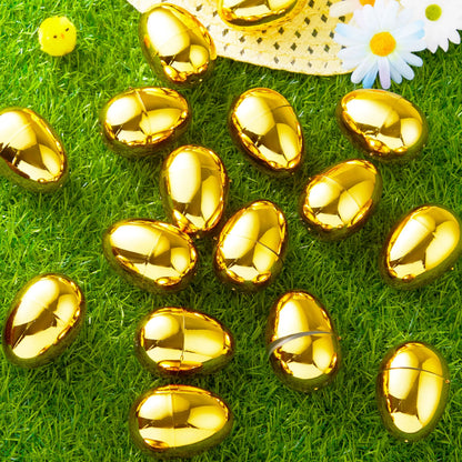 100 Gold Easter Eggs 2.3" Metallic Plastic Empty Fillable Eggs for Easter Hunt