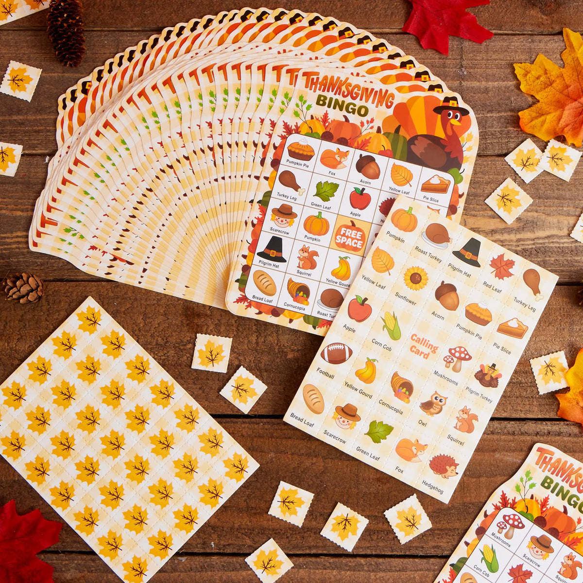 30 PCS Thanksgiving Bingo Cards for Kids and Family Activities