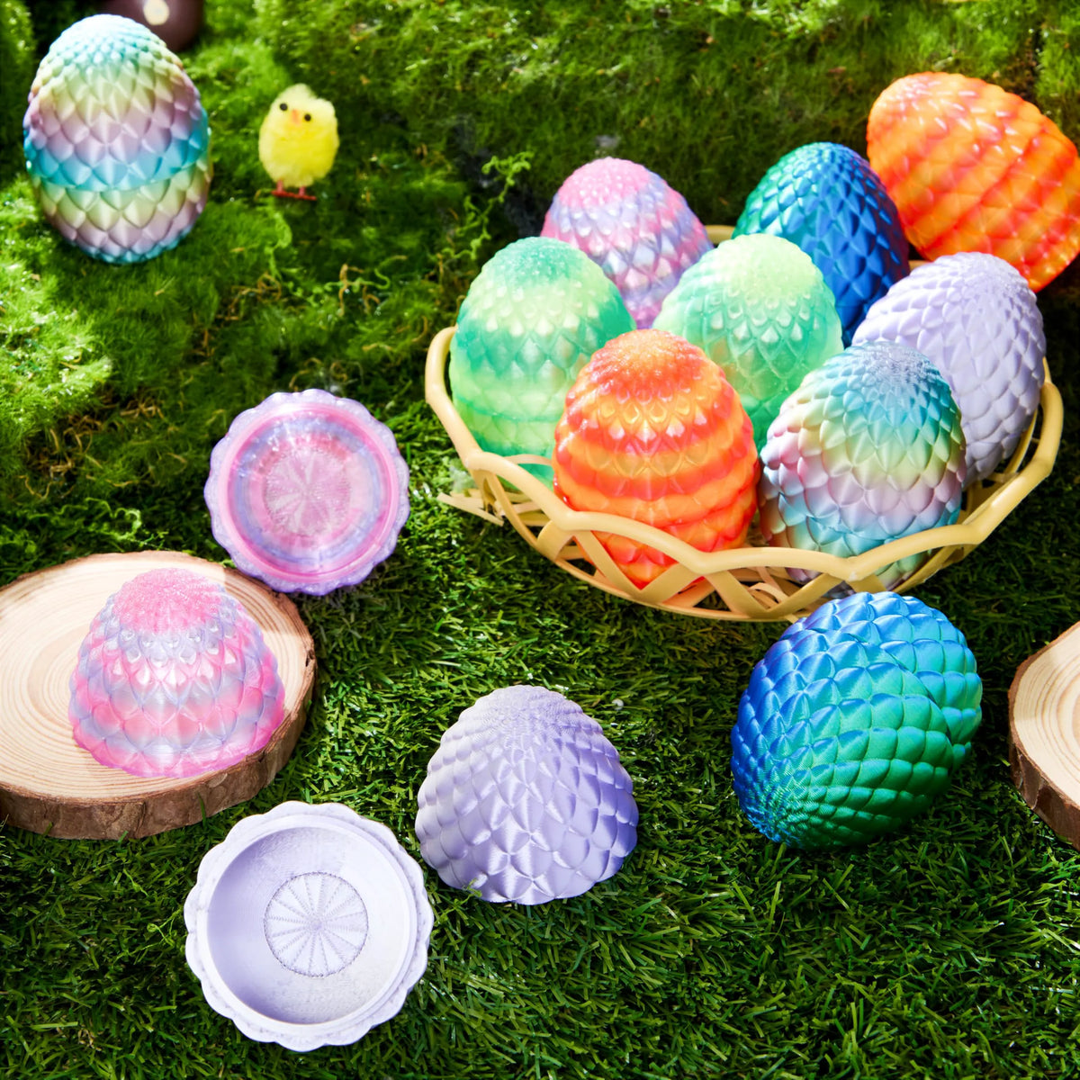 12 Pack 3D Printed Dragon Easter Eggs (Empty)